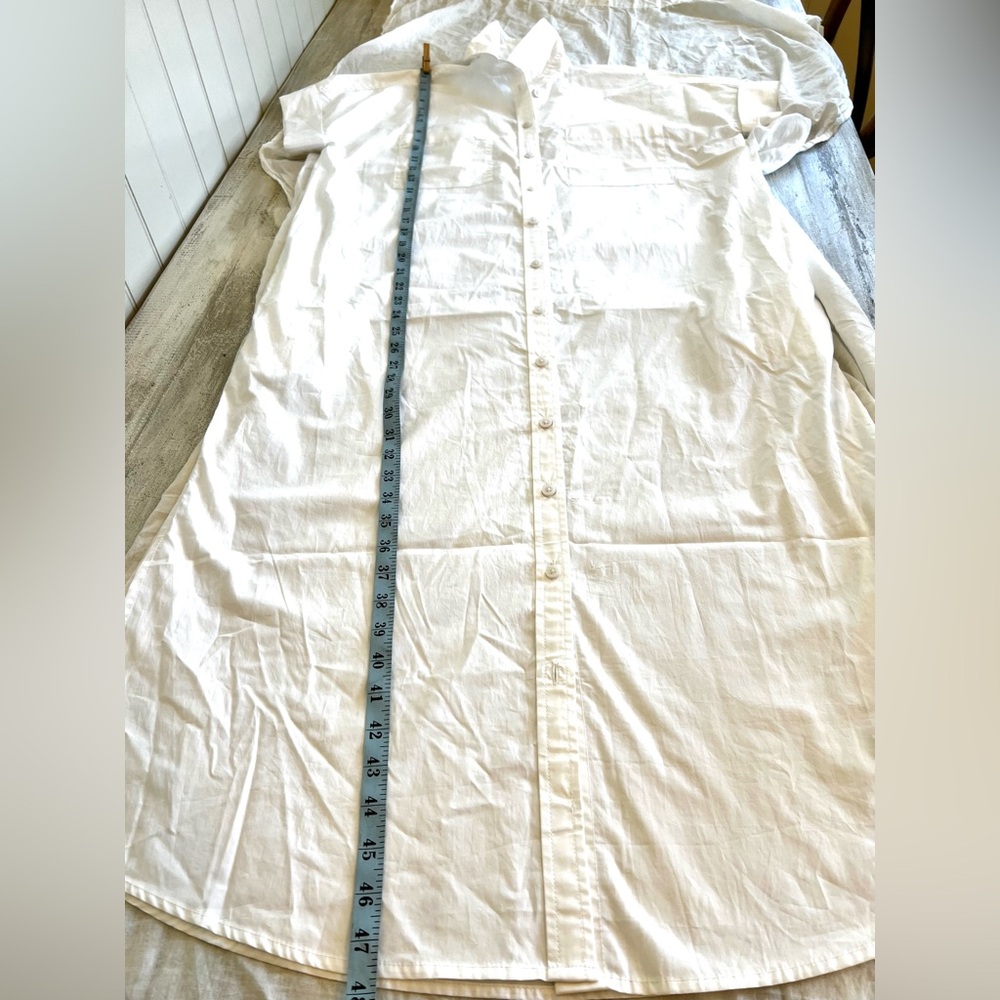 🛍️ JCREW NEW! Classic White RelaxedFit shortsleeve shirtdress wTie Belt/Pockets - Picture 9 of 10